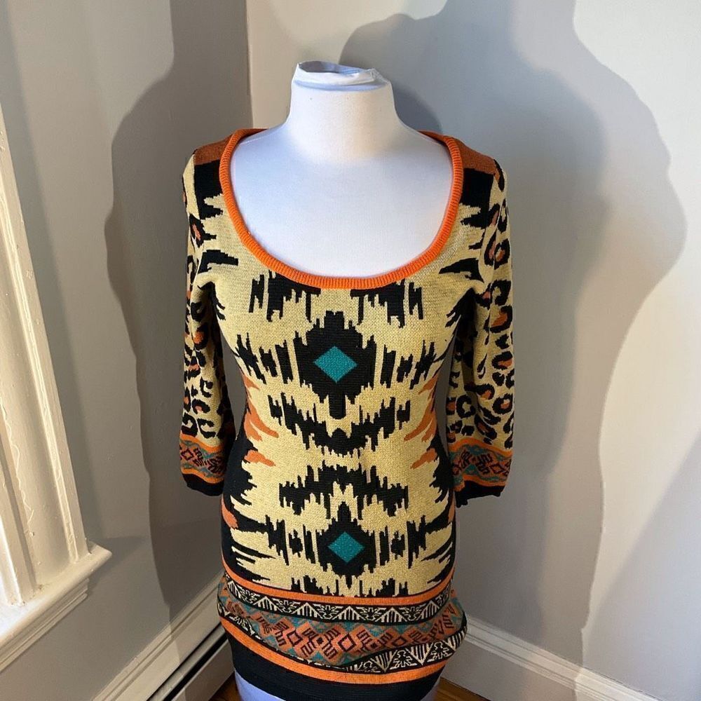 Flying Tomato Sweater Dress. Funky Leopard Aztec Design - Picture 5 of 9
